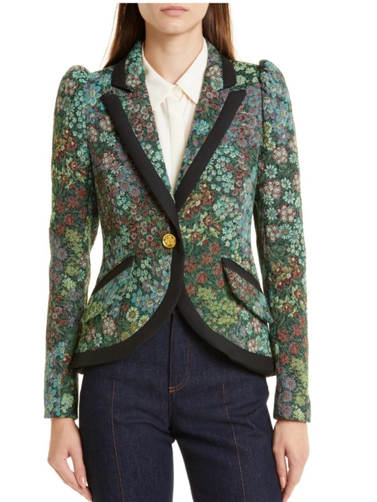 Smythe Jackets & Blazers - Smythe Floral Jacquard Puff Sleeve Blazer